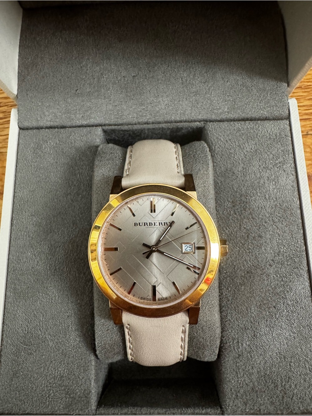 Burberry RoseGold-Tone Case Blush Pink Leather Strap Women's Watch